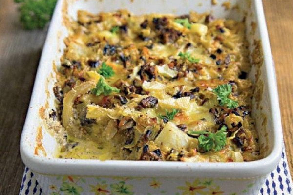 Запеканка овощная с грибами