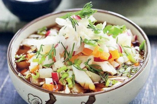 Окрошка по-мордовски с треской