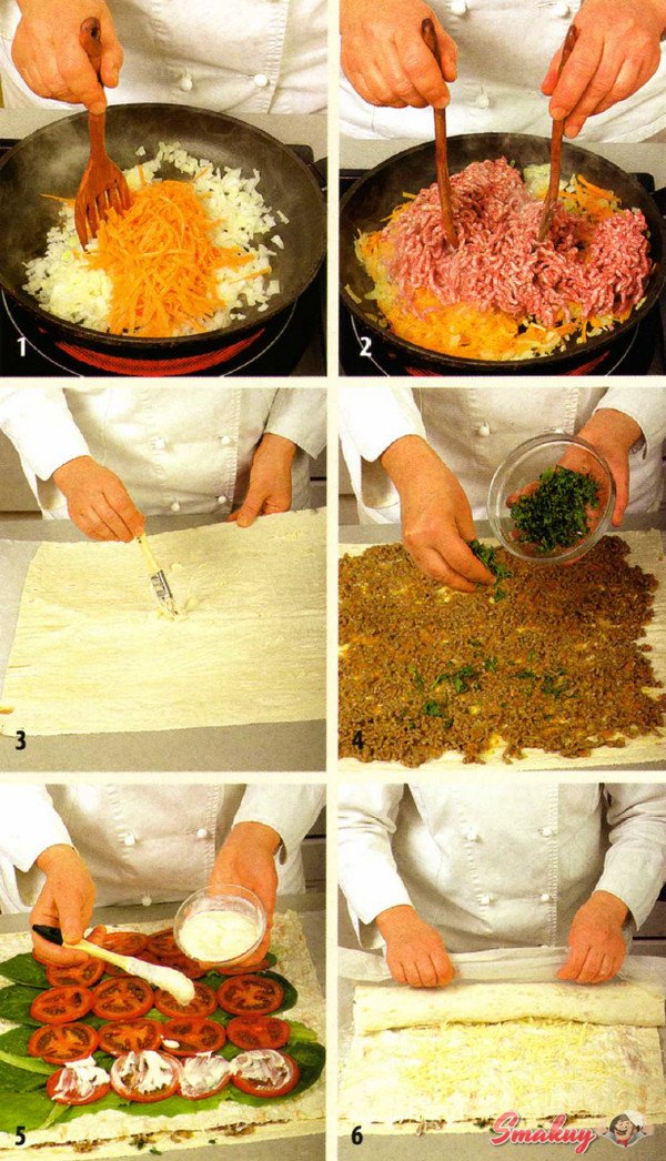 Закуска из лаваша с мясным фаршем