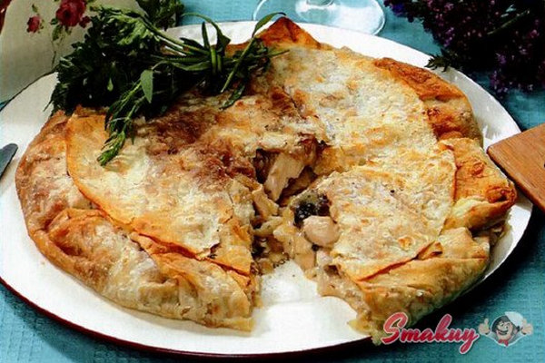 Пирог из лаваша с курицей