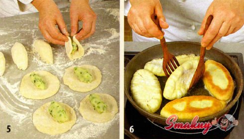 Жареные пирожки с картофелем и зеленым луком
