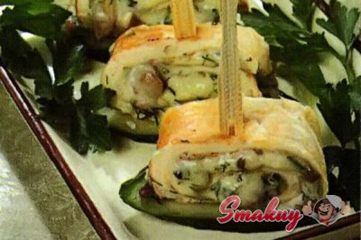 Рулетики с грибной начинкой